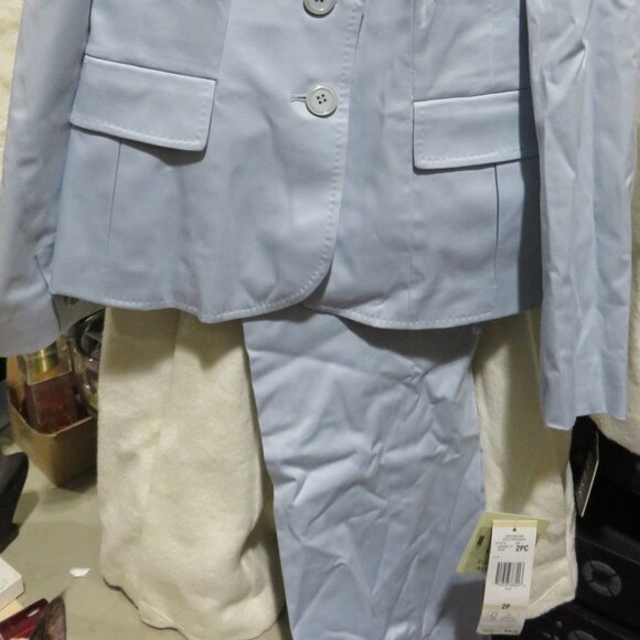 Nine West sz 2 Petite Light Blue Business Woman's Pantsuit Power suit 2P - Picture 2 of 7
